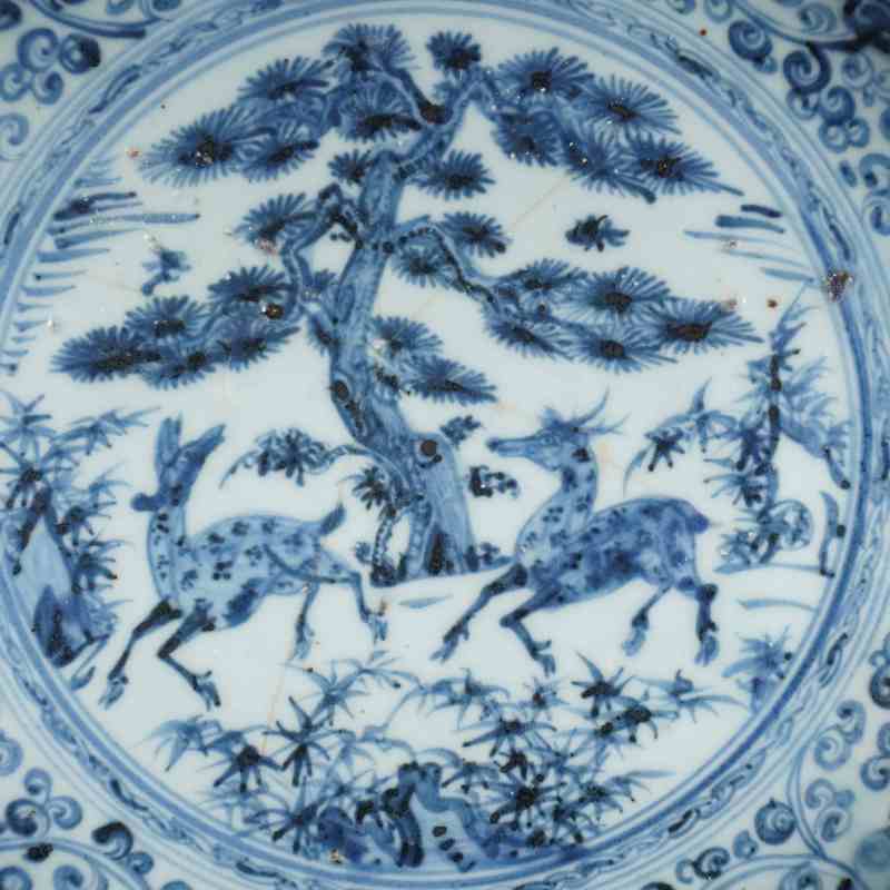 明早期青花松露图大盘 - 图2