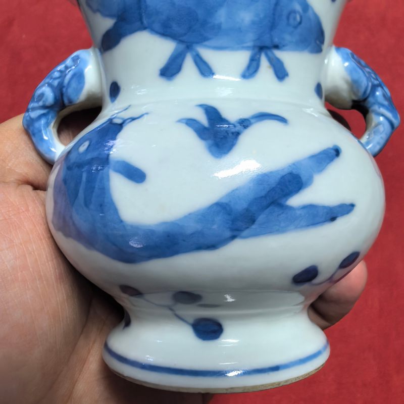 清晚期 青花鱼藻纹花囊 - 图11