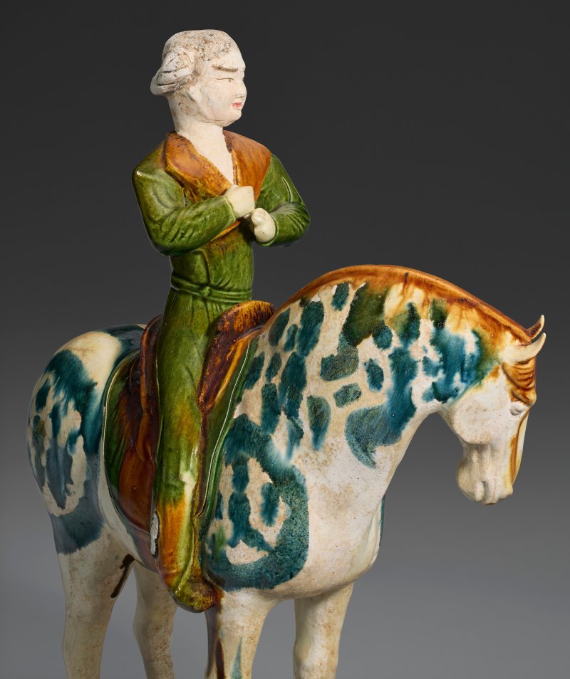 唐 三彩加藍騎馬俑一對  TANG DYNASTY (AD 618-907) - 图5
