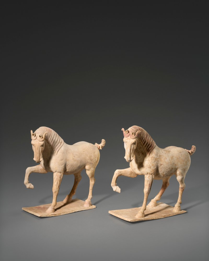唐 彩繪陶馬一對  TANG DYNASTY (AD 618-907)