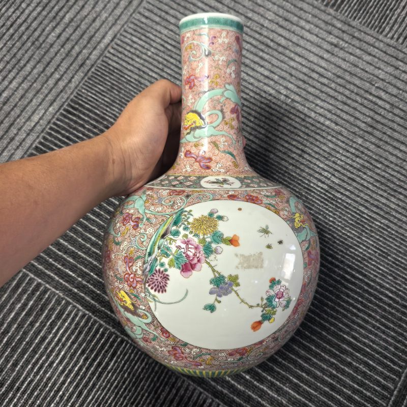 民国 粉彩龙穿花开窗花鸟纹瓶 - 图8