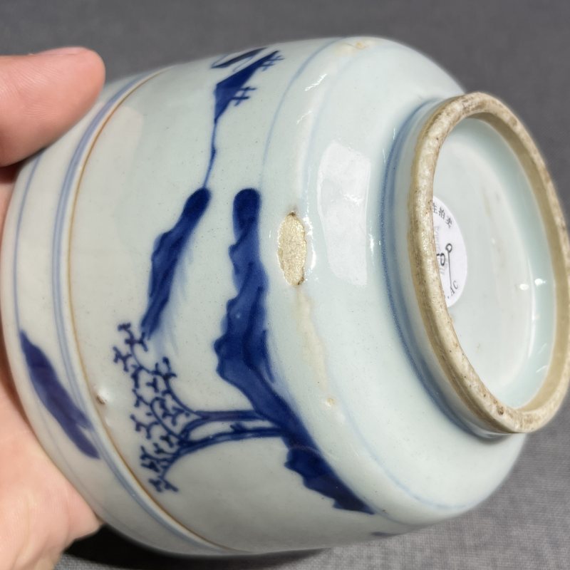 明晚期青花风景筒式炉 - 图11