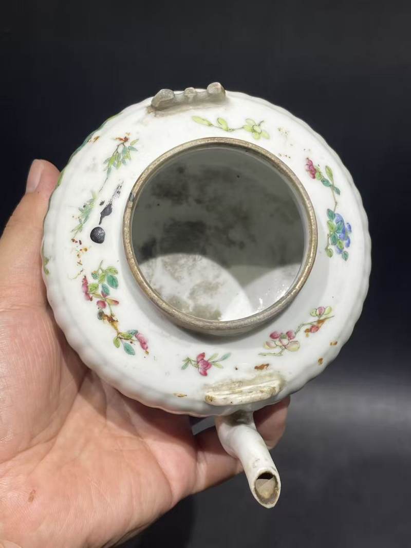 清粉彩花鸟瓜楞壶 - 图7