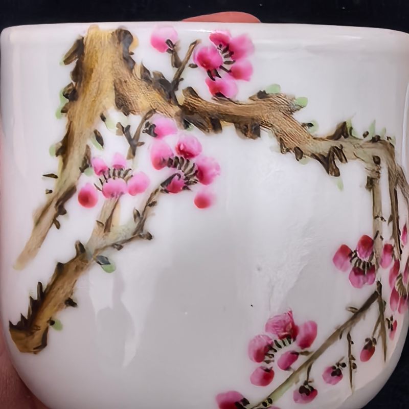 民国 粉彩梅花纹把杯 - 图15