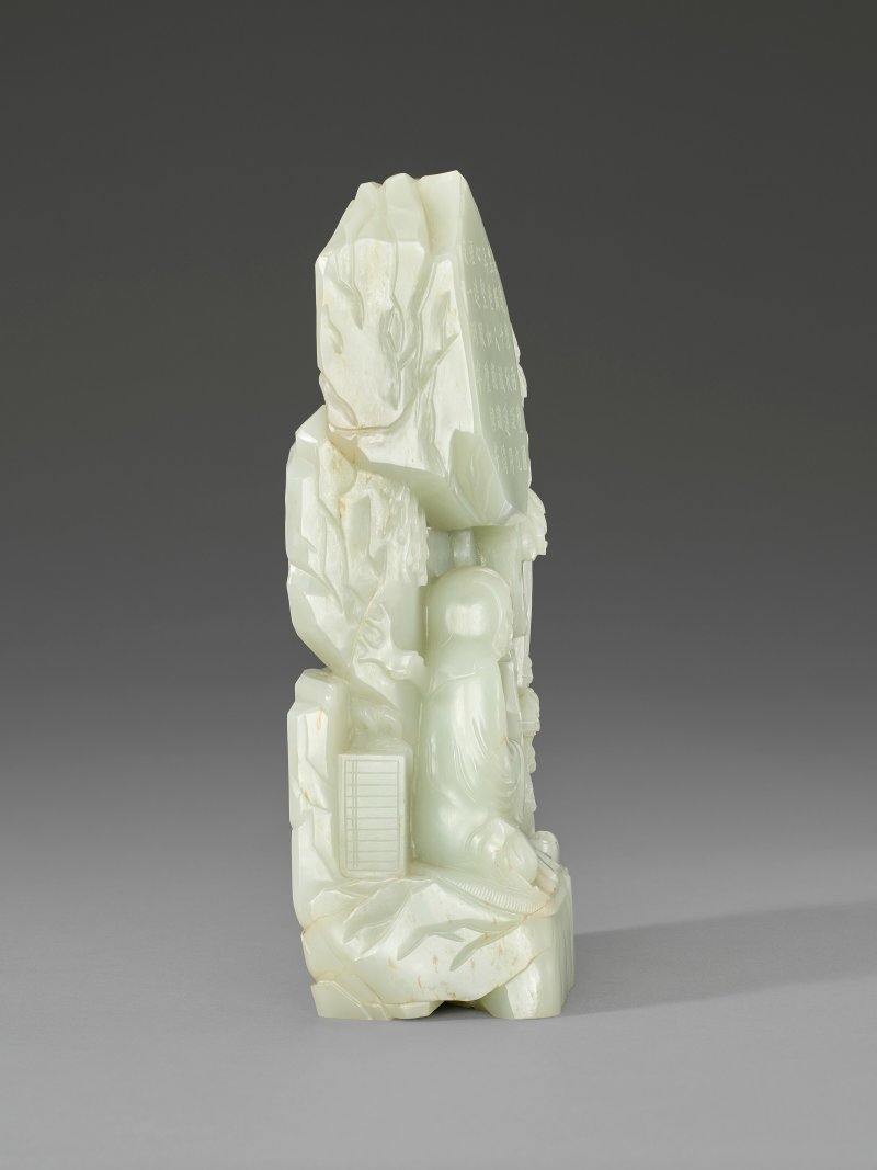 清十八/十九世紀 青白玉雕達摩山子  18TH-19TH CENTURY - 图3