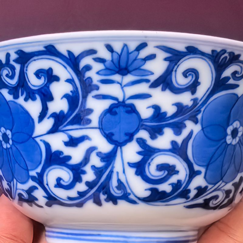 清中期 青花缠枝花卉纹碗 - 图8