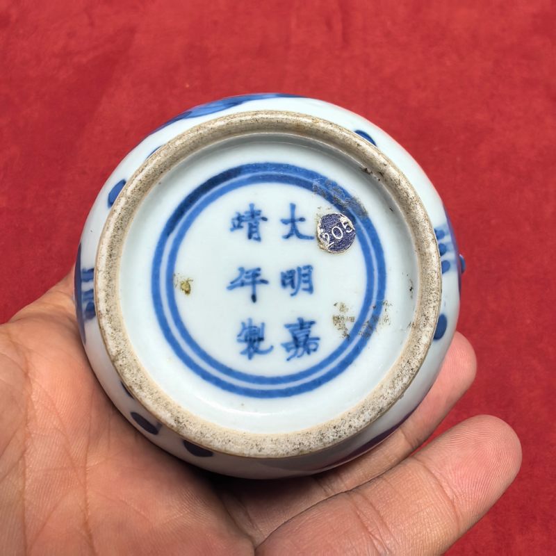 清晚期 青花鱼藻纹花囊 - 图13