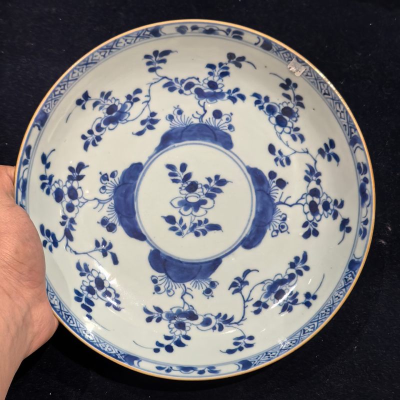 清康熙 青花花卉纹盘 - 图3