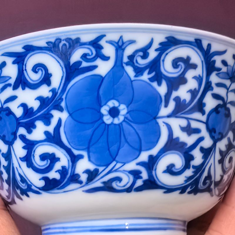 清中期 青花缠枝花卉纹碗 - 图9