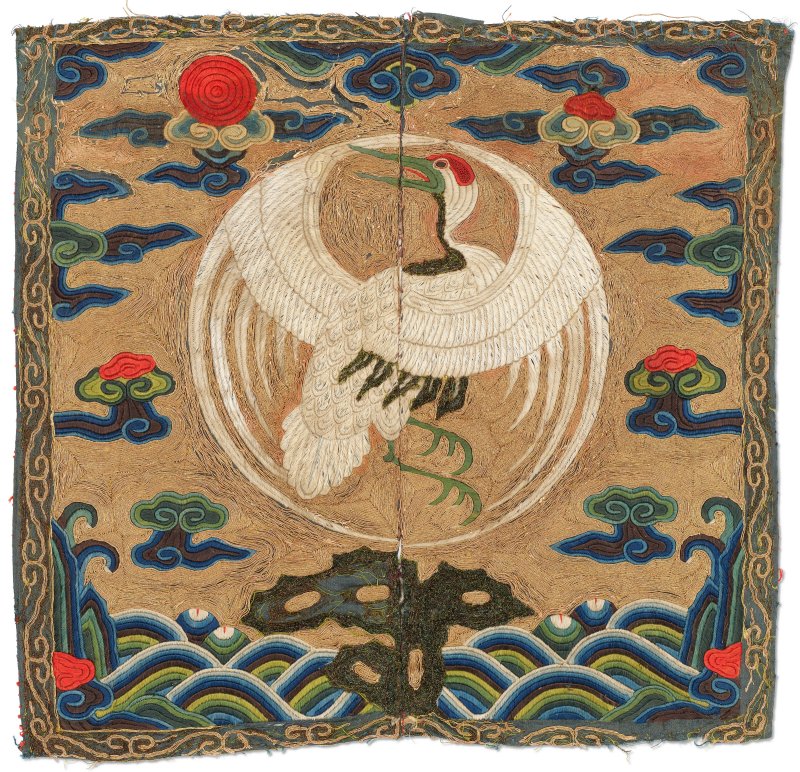 清康熙 金地繡文一品仙鶴補子  KANGXI PERIOD (1662-1722) - 图1