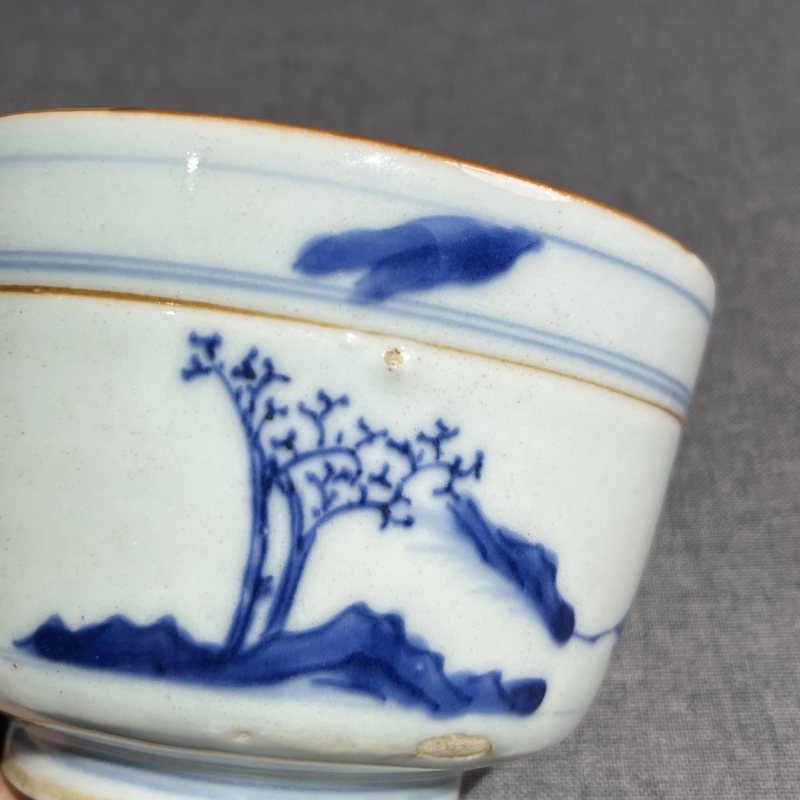 明晚期青花风景筒式炉 - 图13