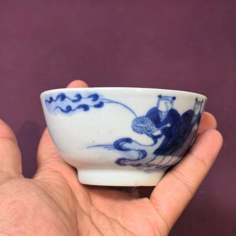 清中晚期 青花和合二仙人物杯两只 - 图15