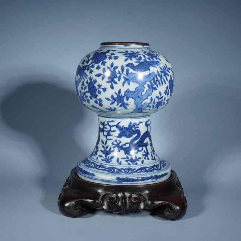 明万历青花花鸟尊 - 图1