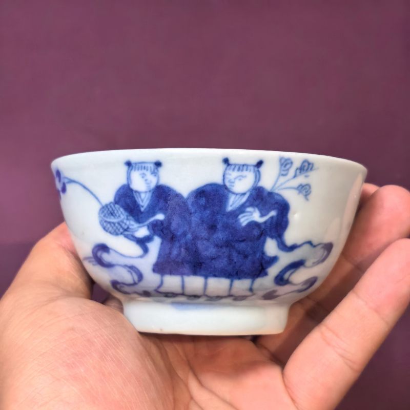 清中晚期 青花和合二仙人物杯两只 - 图16