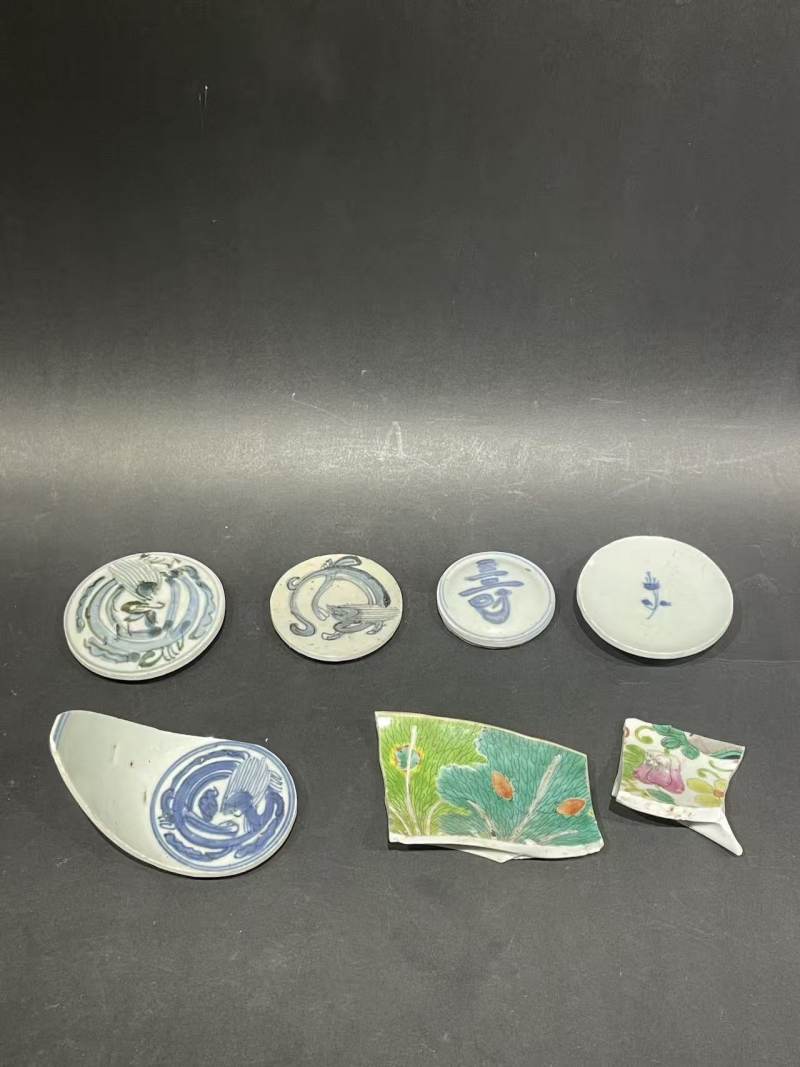 明清瓷片7片