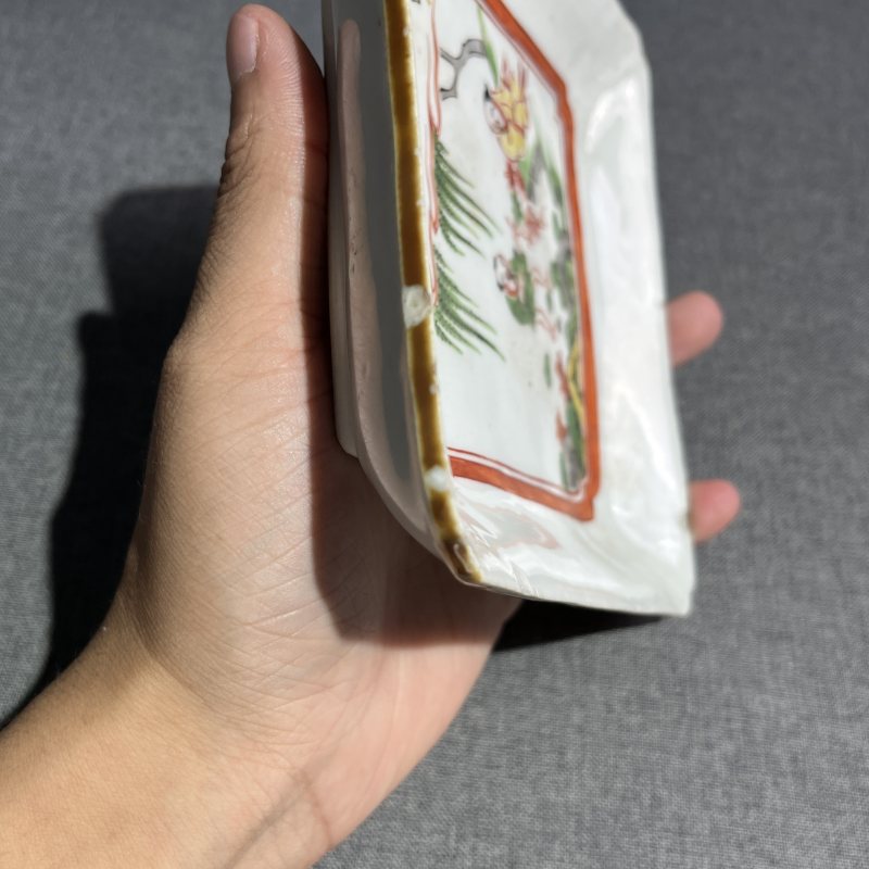 明天启五彩人物四方洗一对 - 图9