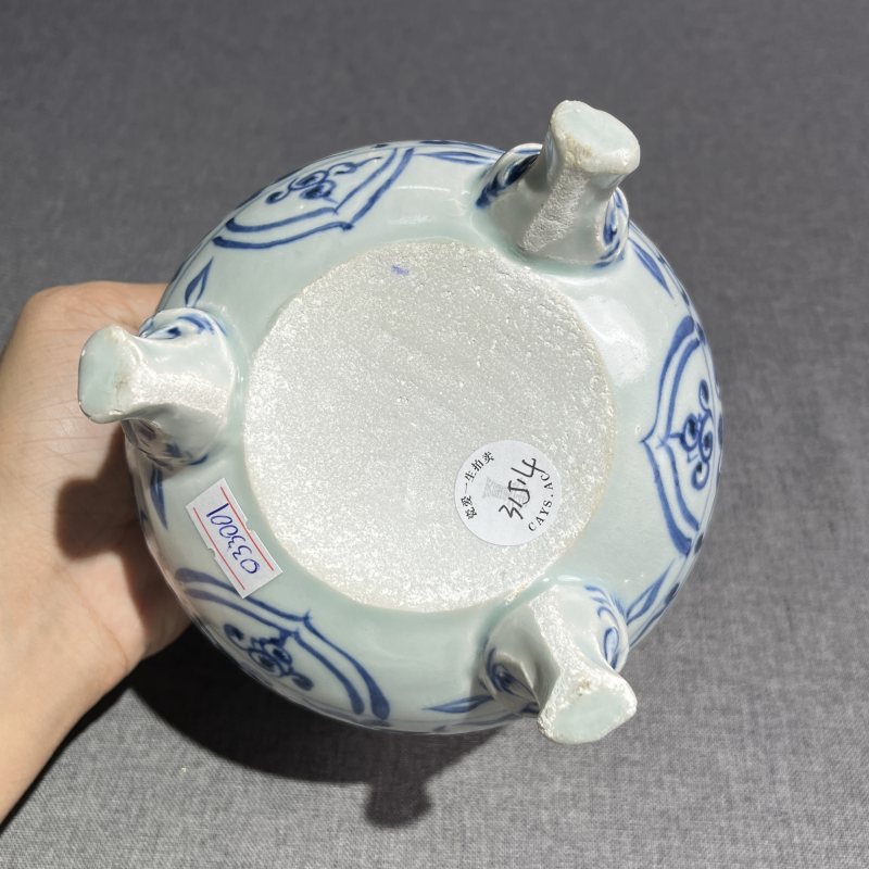 明早期青花花卉冲耳炉 - 图9