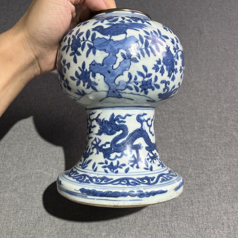 明万历青花花鸟尊 - 图4