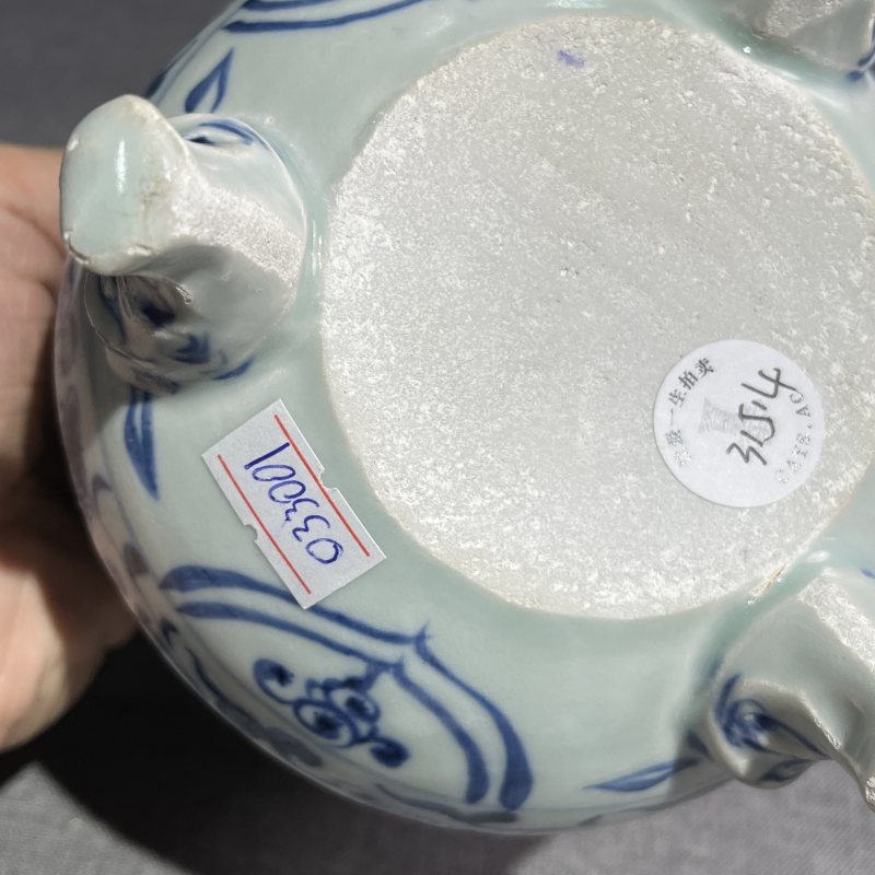 明早期青花花卉冲耳炉 - 图10