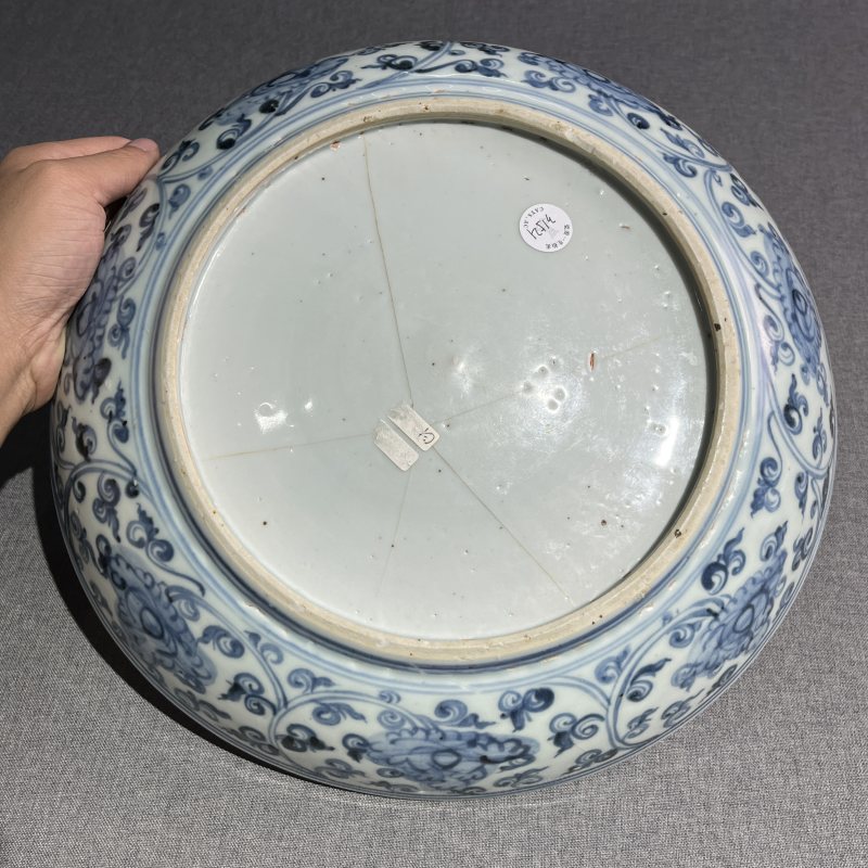 明早期青花松露图大盘 - 图9