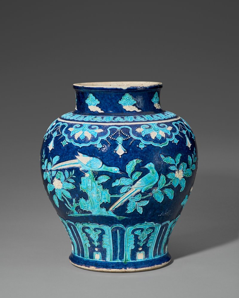 明 琺璍壽石花鳥紋大罐  MING DYNASTY (1368-1644) - 图2