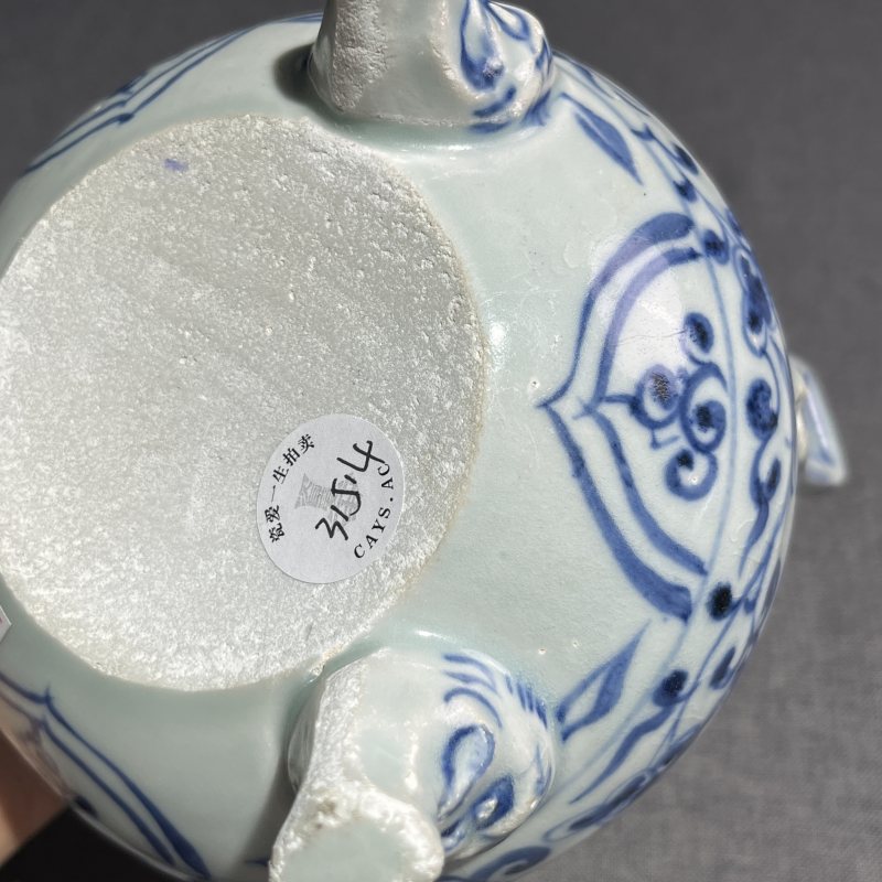 明早期青花花卉冲耳炉 - 图11