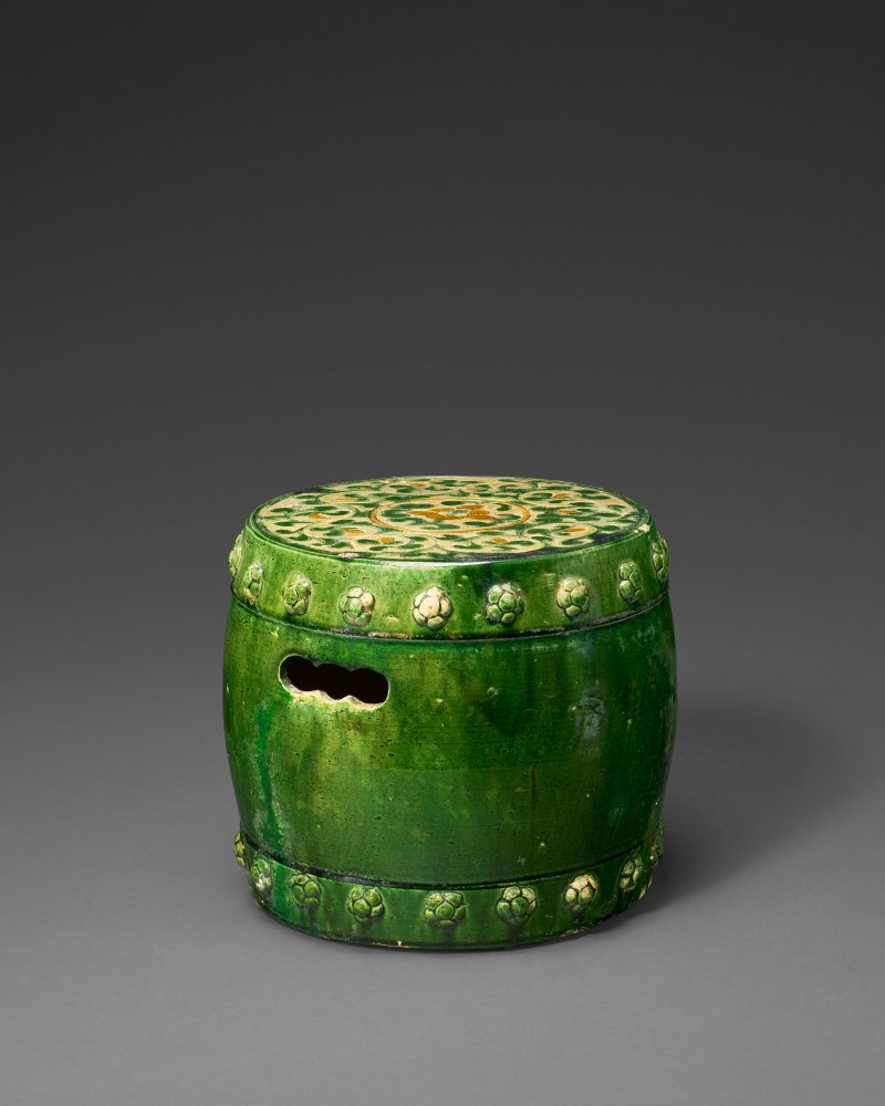 遼/宋 三彩纏枝花卉紋鼓墩  LIAO-SONG DYNASTY (AD 907-1279) - 图2