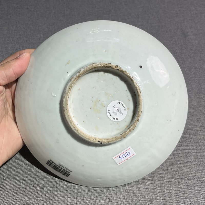 明天启青花斗鸡图盘 - 图7
