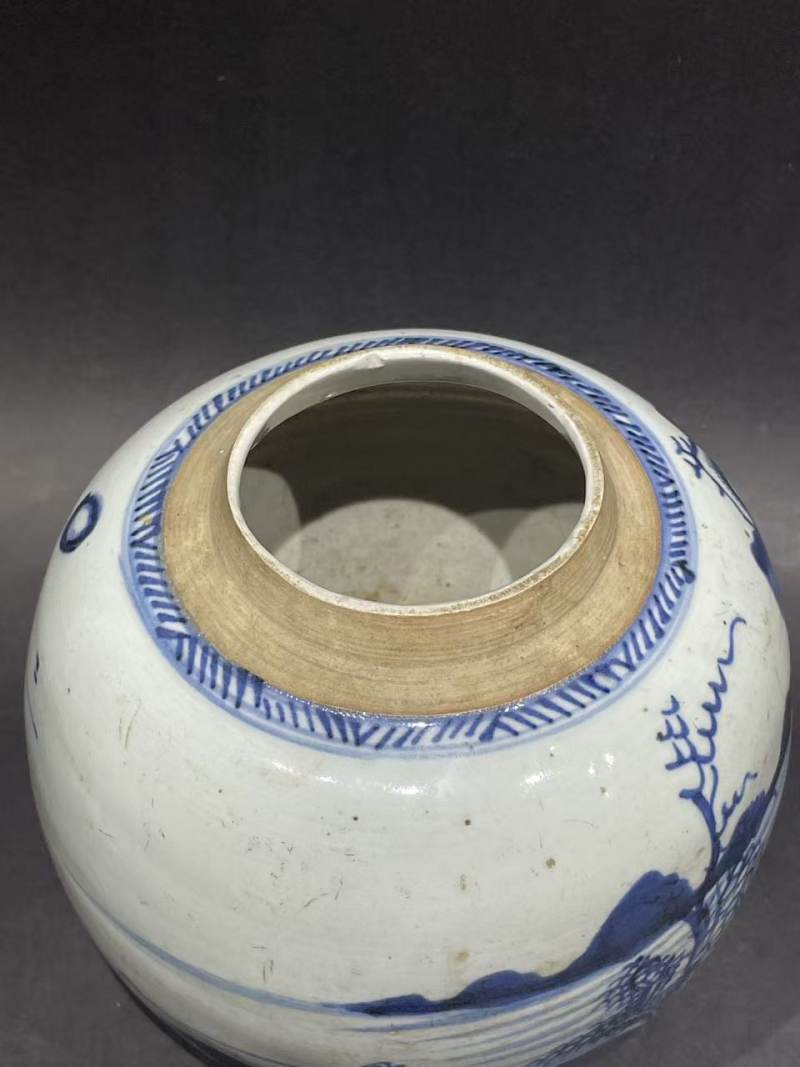 清青花山水纹罐 - 图5