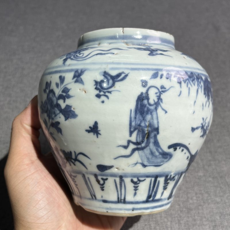 明早期青花人物罐 - 图7