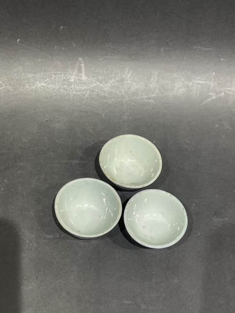 清中期青花缠枝喜字纹杯3只 - 图2