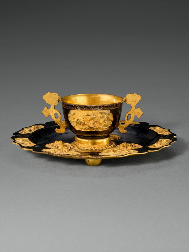 十七/十八世紀 局部鎏金銅盃及托  17TH-18TH CENTURY - 图1