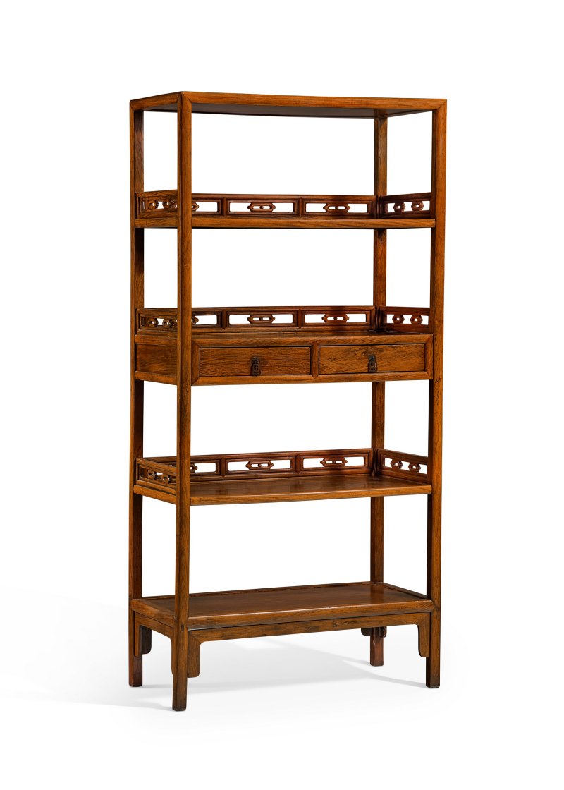 清十八/十九世紀 黃花梨帶屜架格一對  18TH-19TH CENTURY - 图3