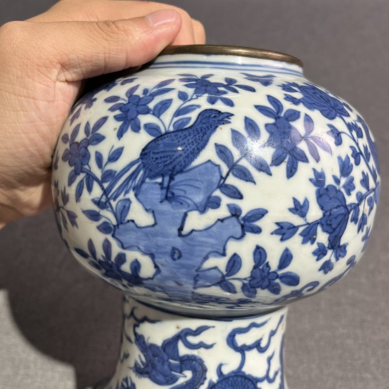 明万历青花花鸟尊 - 图8