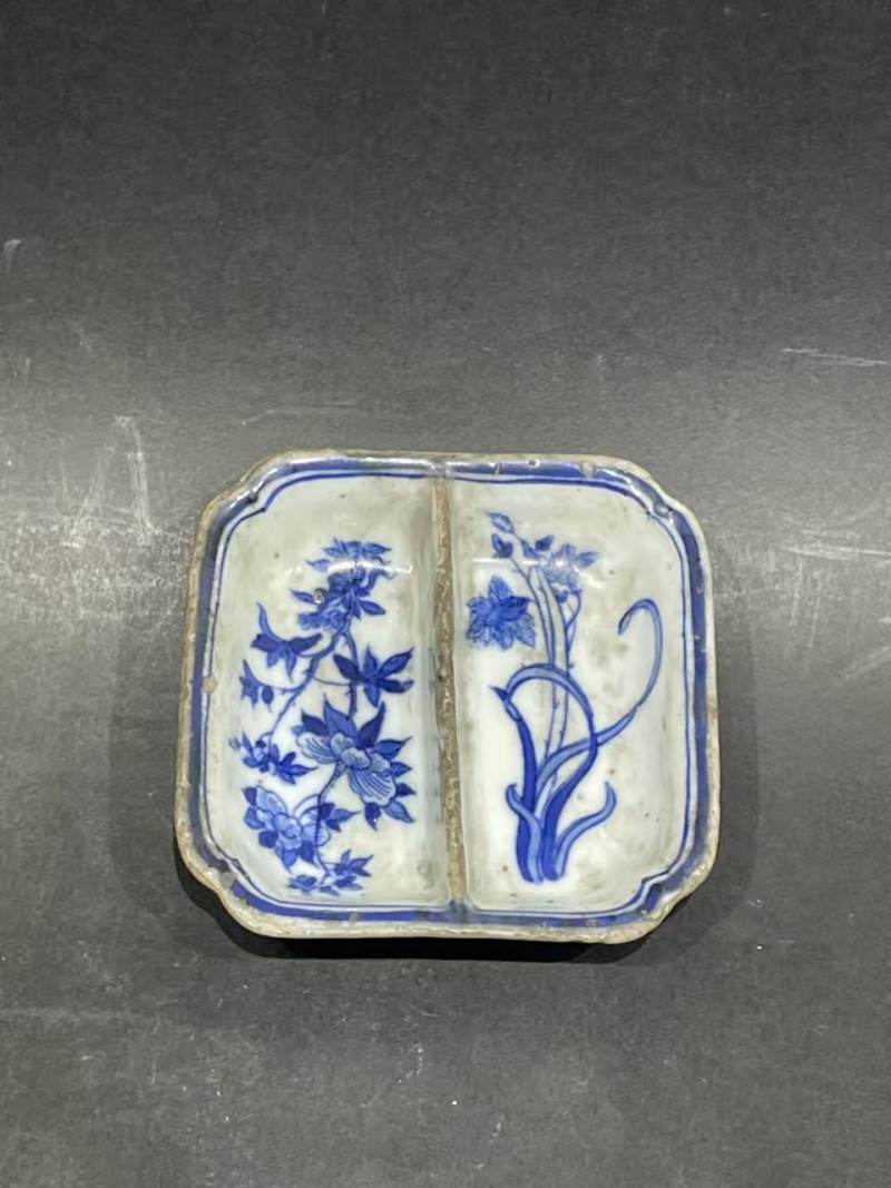 清青花花卉纹隔洗 - 图1