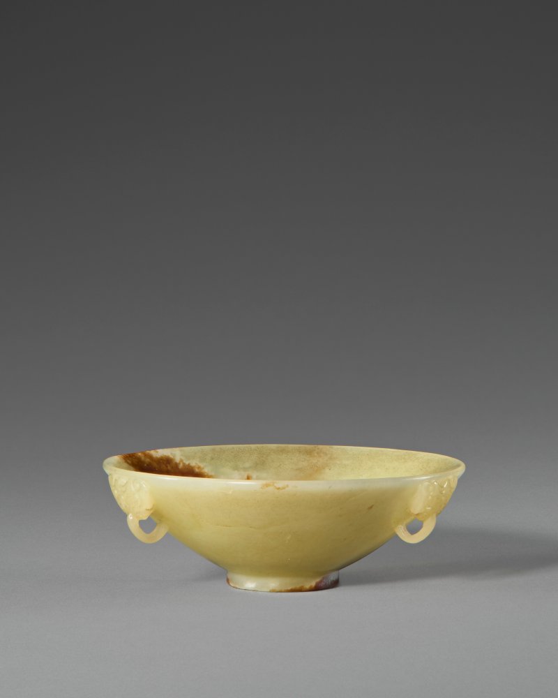 宋/明 黃褐玉舖首啣環耳笠式盌  SONG-MING DYNASTY (AD 960-1644) - 图2