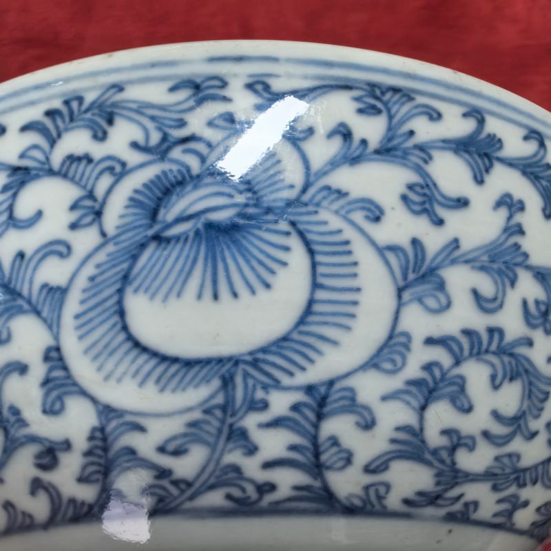 清中期 青花缠枝花卉纹药钵，药杵一组 - 图8
