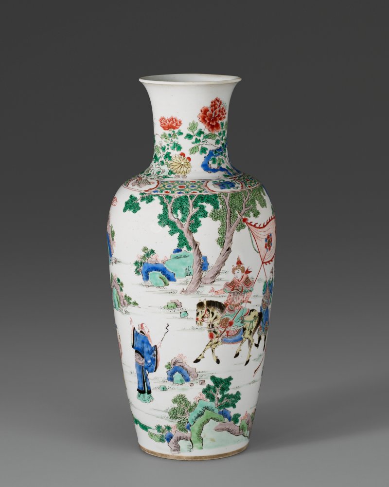 清康熙 五彩三國演義「陸遜問津」瓶  KANGXI PERIOD (1662-1722)