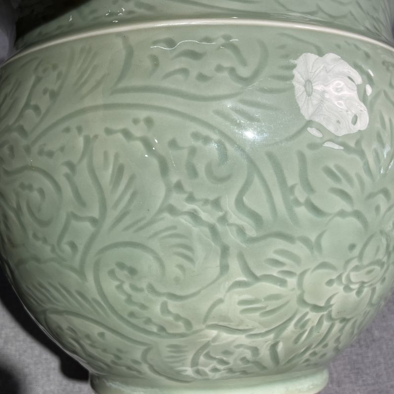 清豆青釉暗刻卷缸 - 图7