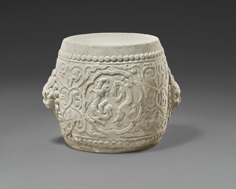 十七世紀 漢白玉雕鋪首啣環耳鼓墩一對  17TH CENTURY - 图3