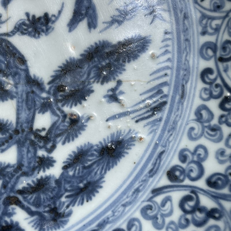 明早期青花松露图大盘 - 图16