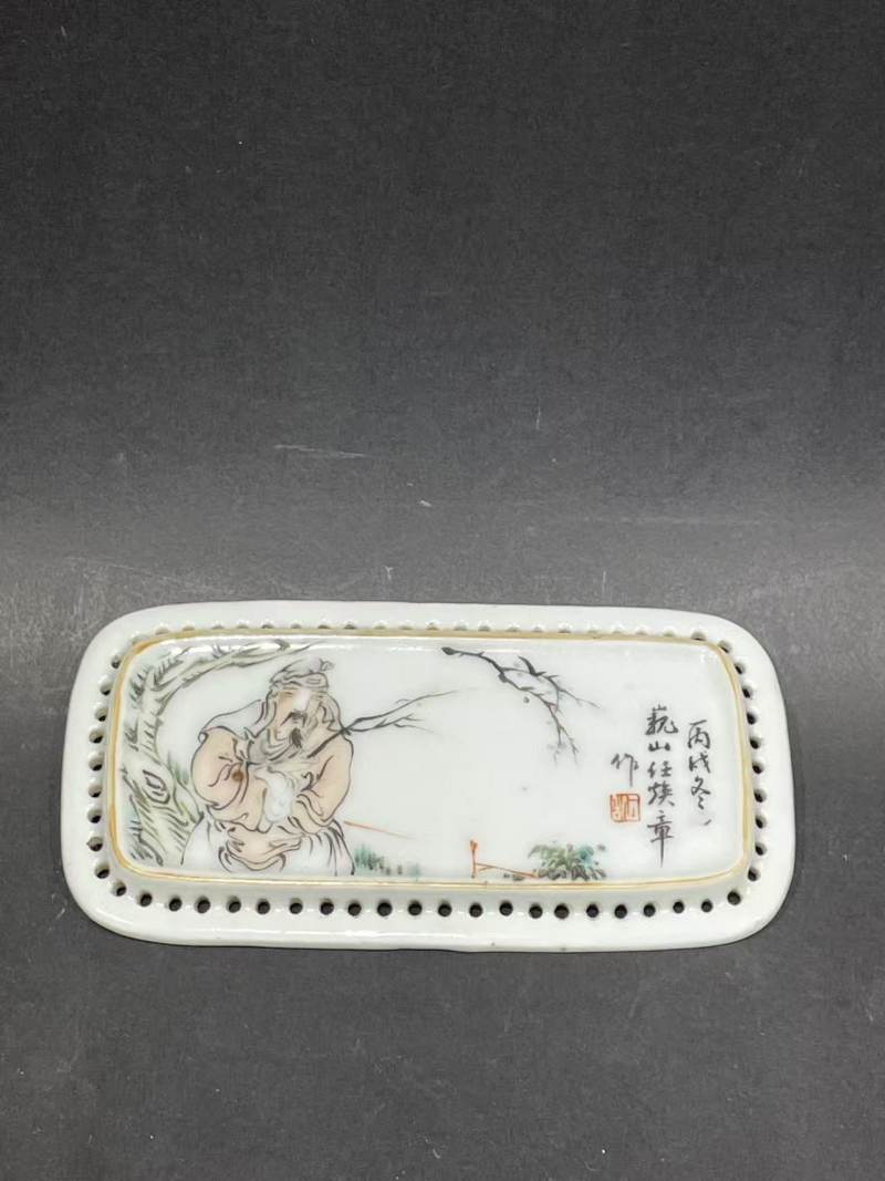 民国浅绛彩人物瓷板 - 图1