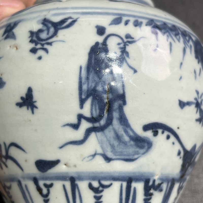 明早期青花人物罐 - 图13