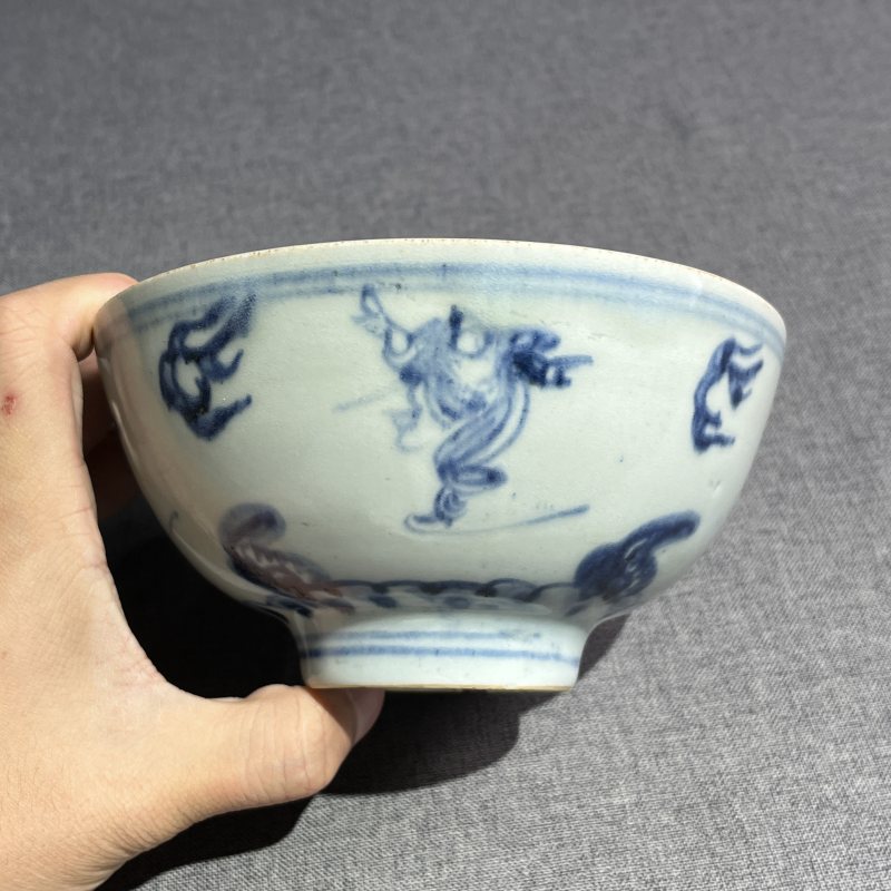明中期青花人物碗 - 图4