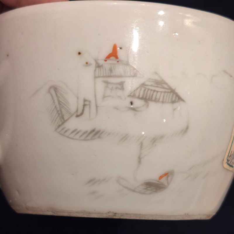清晚期 粉彩山水茶壶 - 图9