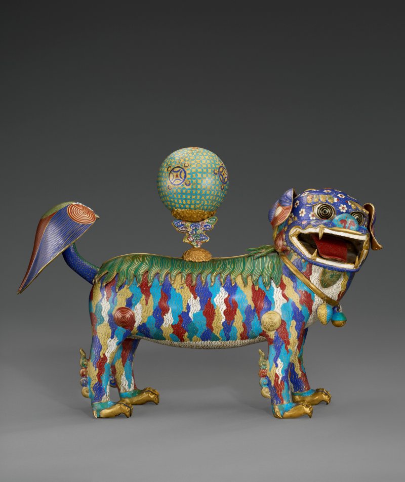 十七/十八世紀 掐絲及鏨胎琺瑯瑞獅一對  17TH-18TH CENTURY - 图2