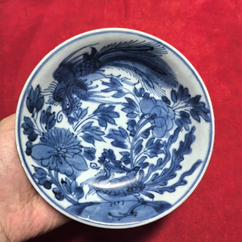 清早期 青花凤穿牡丹纹盘 - 图4