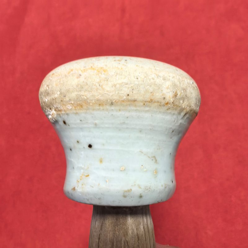 清中期 青花缠枝花卉纹药钵，药杵一组 - 图12