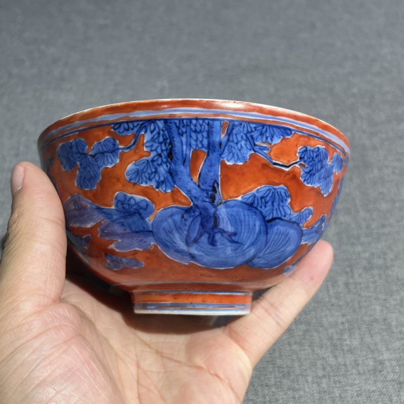明嘉靖青花矾红人物故事碗 - 图5