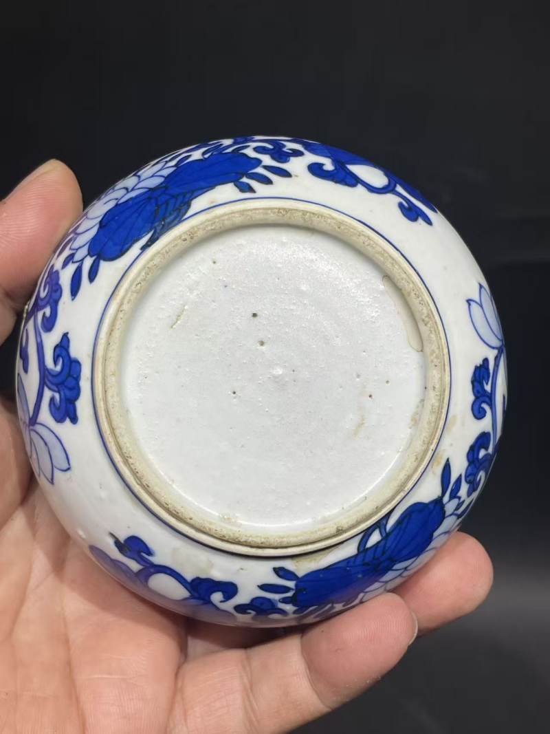 清康熙青花一路莲科印泥盒 - 图9